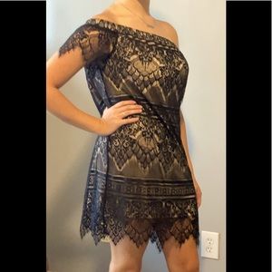 Formal Black off the shoulder lace dress